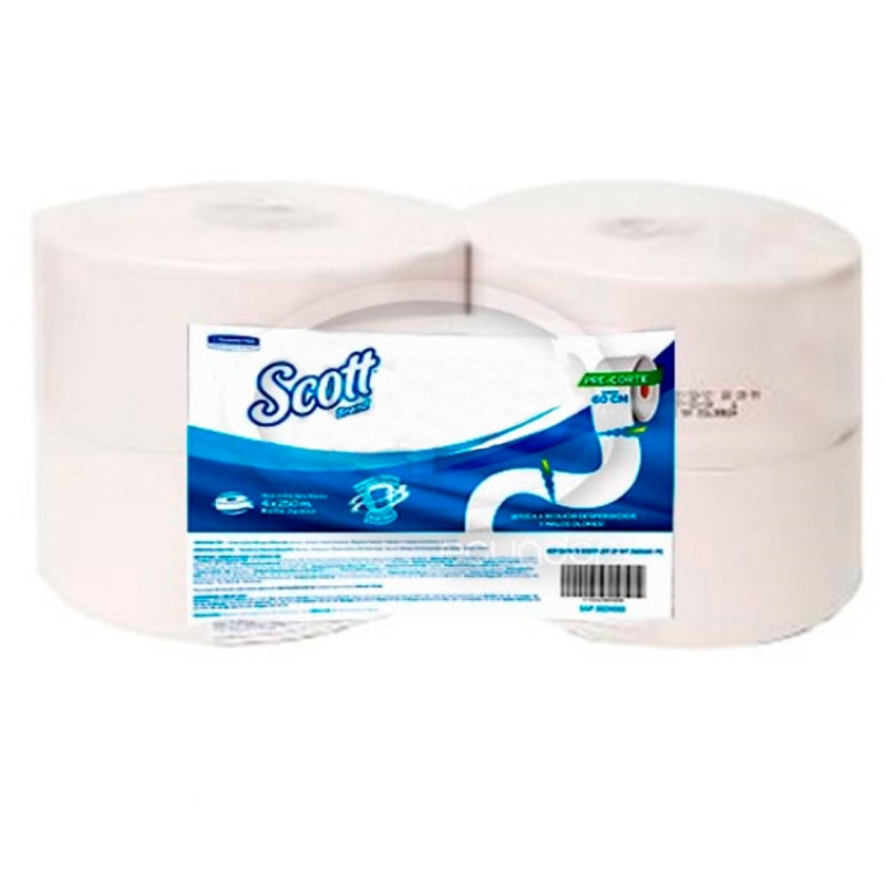 PAPEL HIGIENICO SCOTT ESSENTIAL DOBLE HOJA BLANCO ROLLO X 250MTS (PACA X 4 ROLLOS) REF:30226711/30224083