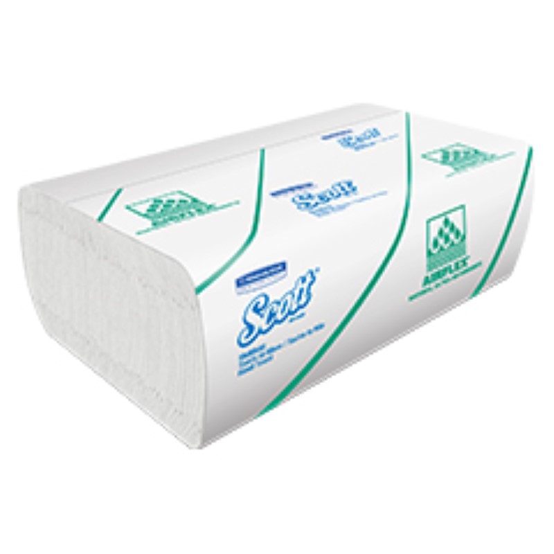 TOALLA DE MANOS SCOTT ESSENTIAL HOJA SENCILLA BLANCA DOBLADA EN Z X 150 UND (CAJA X 25 PAQUETES) REF:30228392