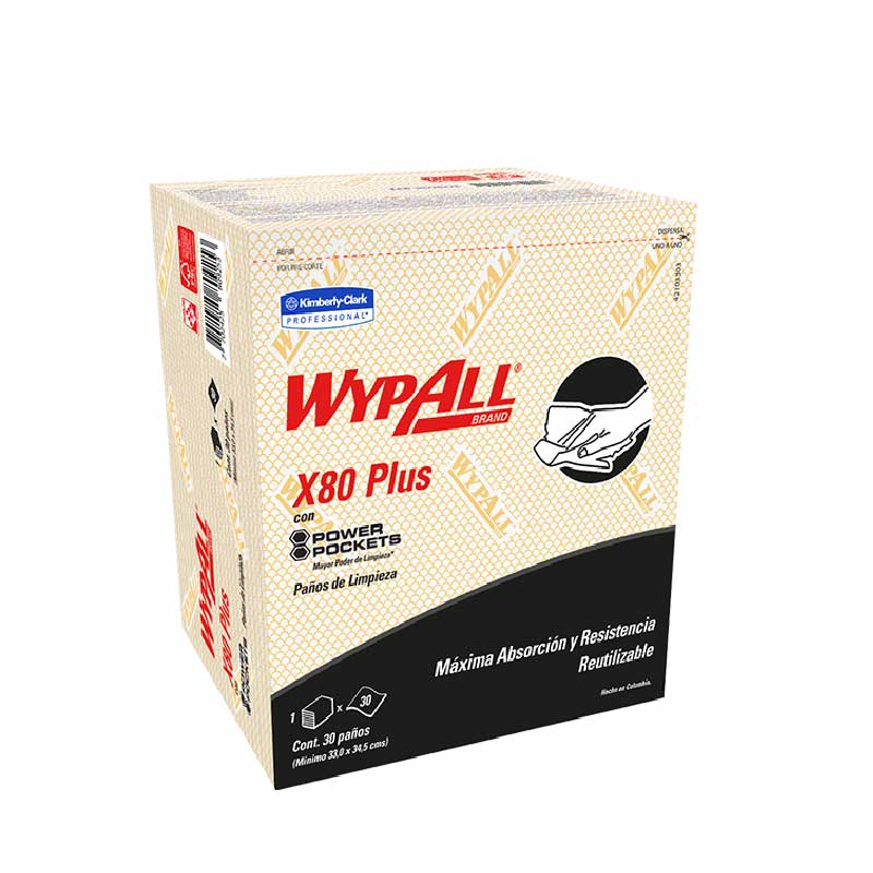 WYPALL X-80 PLUS PRE-DOBLADO AMARILLO X 30 PAÑOS (35.5CM X 33.5CM) REF: 30218808/30228270 / 30243096