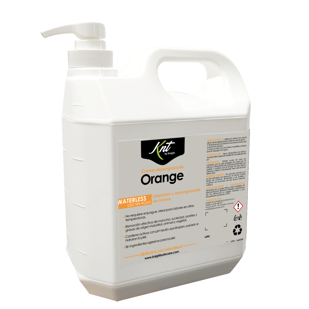 LIMPIADOR Y DESENGRASANTE DE MANOS KNIGHT ORANGE X GALON "C.E"