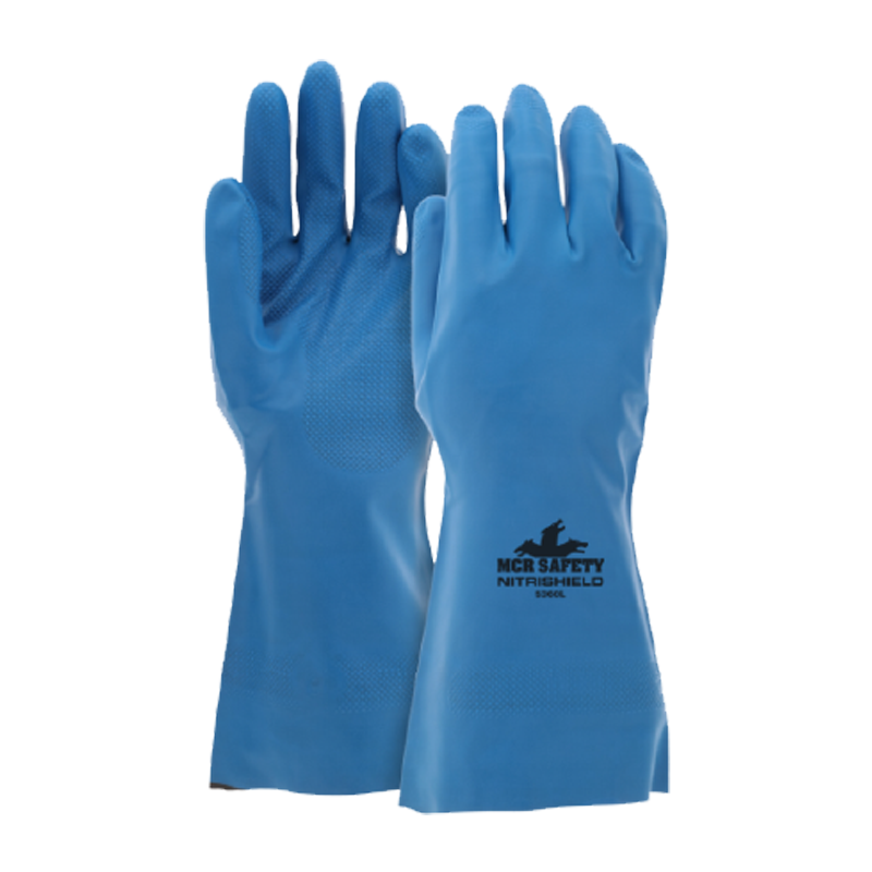 GUANTES DE NITRILO AZUL SIN FORRO 12 PULGADAS DE LARGO TALLA L REF: 5360 **E&E**