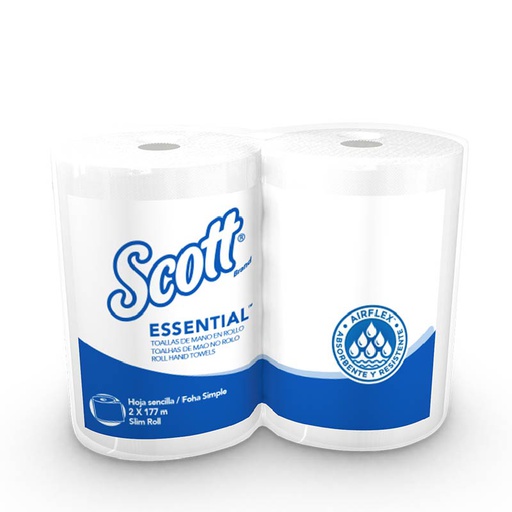 [159900358] TOALLA DE MANOS SCOTT ESSENTIAL HOJA SENCILLA BLANCA ROLLO X 177MTS (CAJA X 6 ROLLOS) REF: 30228231/30229692