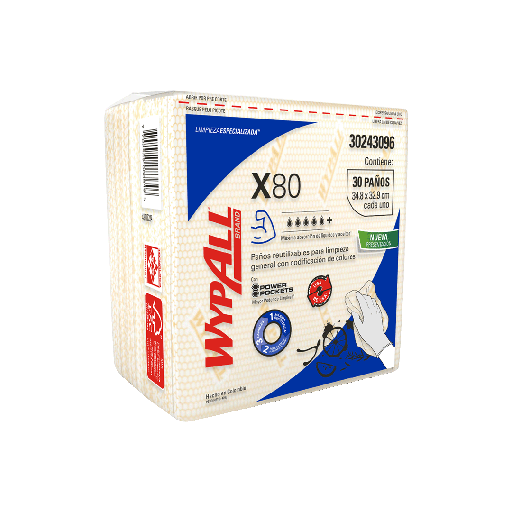 [152040095] WYPALL X-80 PLUS PRE-DOBLADO AMARILLO X 30 PAÑOS (35.5CM X 33.5CM) REF: 30218808/30228270 / 30243096