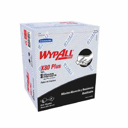 [152040080] WYPALL X-80 PLUS PRE-DOBLADO AZUL X 30 PAÑOS (35.5CM X 33.5CM) REF: 30218777/30228273 / 30243107